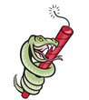 Rattle Snake Coiling Dynamite Cartoon