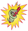 Rattle Snake Coiling Dynamite Cartoon