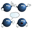 Collection of bored bowling balls with various gestures.