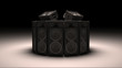Black speakers in a circle in 3D