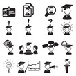 vector black education icons set on white