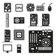 Set of computer hardware icons. Vector illustration.