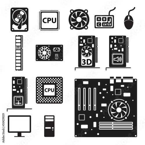 Vector: Set of computer hardware icons. Vector illustration. Set of computer hardware icons. Vector illustration.