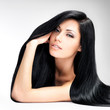 Beautiful  woman with long straight hair