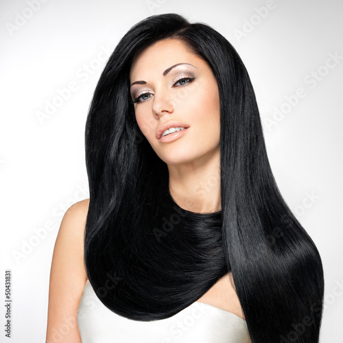Photo: Beautiful woman with long straight hairs Beautiful woman with long straight hairs