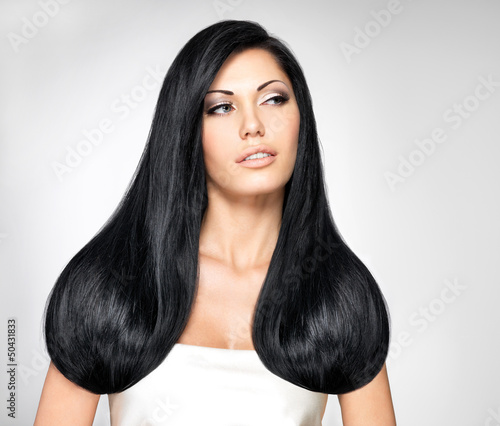 Photo: Beautiful woman with long straight hairs Beautiful woman with long straight hairs