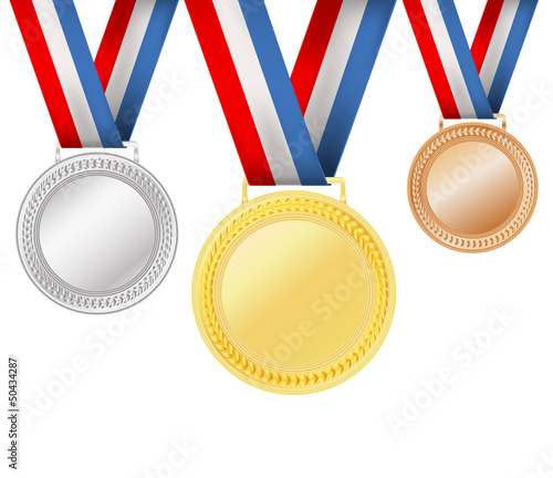 Vector: set of medals on white set of medals on white