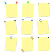 blank yellow note items with pins