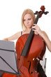Beautiful young woman playing cello