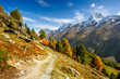 Bietschorn mountain peak in autumn with hiking trail