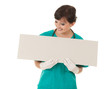 healthcare worker woman with empty board