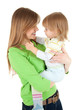 young mother cuddling baby son