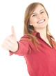cheerful teenage girl  with thumb up