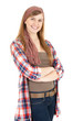 smiling teenage girl with folded arms