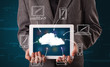 Businessman showing hand drawn cloud computing