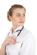 bribe in medicine - doctor put euro to workwear pocket
