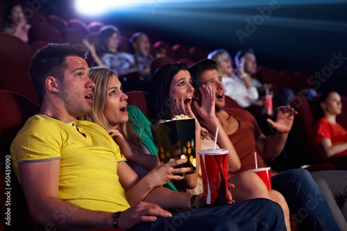 Photo: Audience shocked in multiplex movie theater Audience shocked in multiplex movie theater