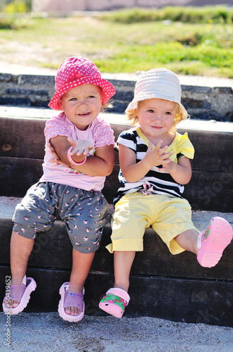 Photo: two happy toddler girls two happy toddler girls