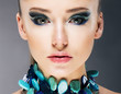 Glamorous Woman in Semi Precious Turquoise Necklace close up