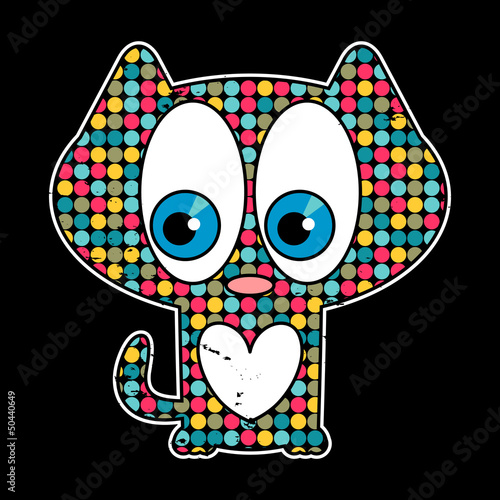 Vector: Cute kitty in love romantic illustration Cute kitty in love romantic illustration