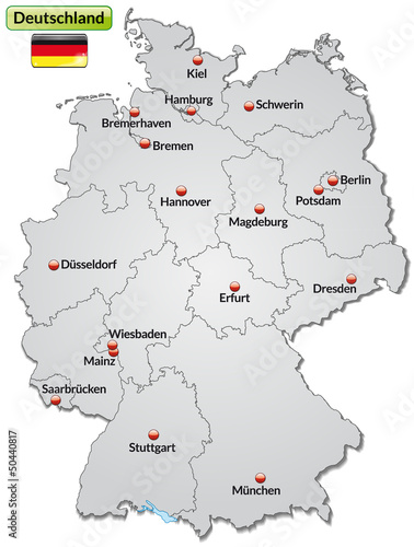 Illustration: Landkarte von Deutschland mit Bundesländern Landkarte von Deutschland mit Bundesländern