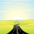 Illustration of Landscape with Highway Road