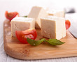 tofu with tomatoes on board