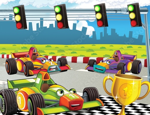 Illustration: The formula race - super car - illustration for the children The formula race - super car - illustration for the children