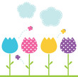 Vektor: Cute spring garden Tulips isolated on white Cute spring garden Tulips isolated on white