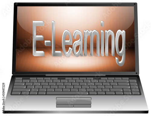 Illustration: Laptop mit E-Learning Laptop mit E-Learning