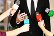 Conference meeting microphones and businessman