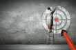 Business woman pointing target