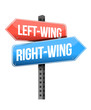 Left-wing and right-wing road sign