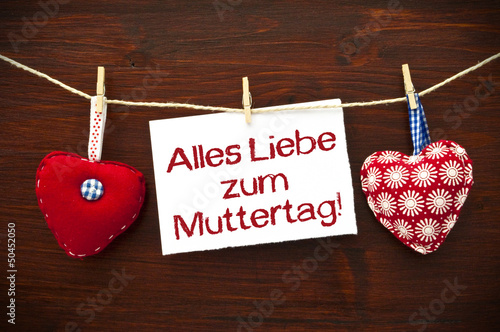 Photo: 2 Stoffherzen mit Muttertag 2 Stoffherzen mit Muttertag
