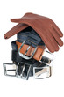 Five  belts and brown gloves