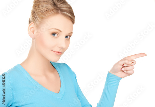 Photo: businesswoman pointing her finger businesswoman pointing her finger