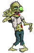 Cartoon Zombie grasping forward, isolated on white