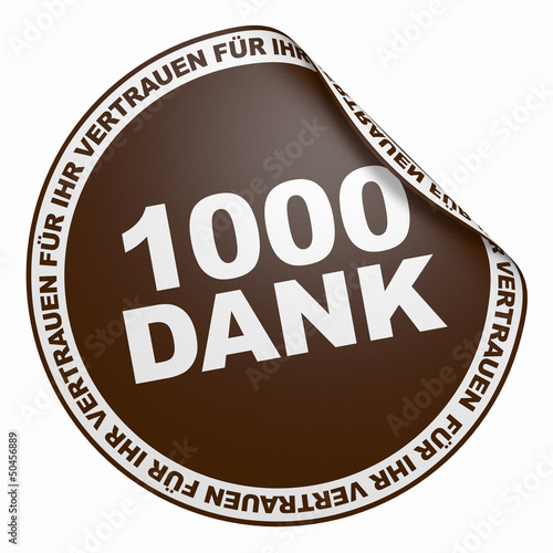Illustration: 3D Aufkleber Dunkelbraun - 1000 Dank 3D Aufkleber Dunkelbraun - 1000 Dank