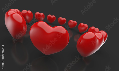 Illustration: Rote 3D Herzen im Kreis Schwarz Rot 2 Rote 3D Herzen im Kreis Schwarz Rot 2