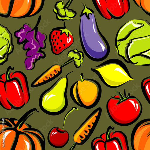 Vector: seamless background with fruit and vegetables seamless background with fruit and vegetables