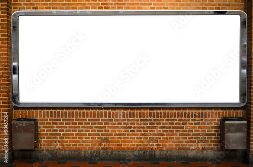 Photo: Huge empty billboard on brick wall Huge empty billboard on brick wall