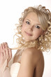 Foto: Smiling woman dressed as a bride. Smiling woman dressed as a bride.
