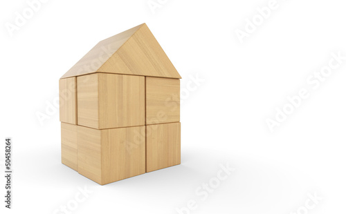 Illustration: Kleines Holzhaus aus Bauklötzen isoliert 3 Kleines Holzhaus aus Bauklötzen isoliert 3