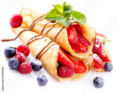 Photo: Crepes With Berries over White Crepes With Berries over White