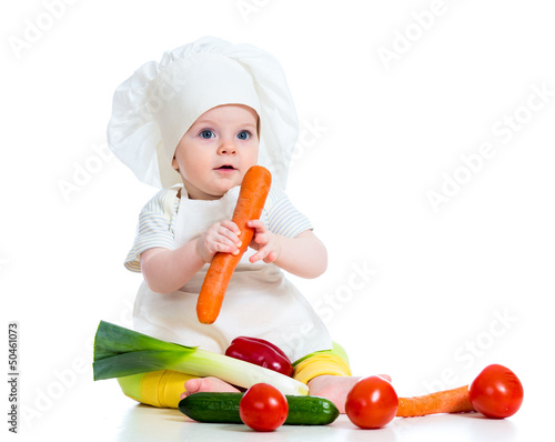 Photo: cook baby girl isolated on white cook baby girl isolated on white