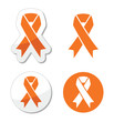 Orange ribbon - leukemia, hunger,  animal rights sign