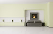 Modern interior with fireplace 3d render