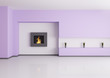 Empty interior with fireplace 3d render