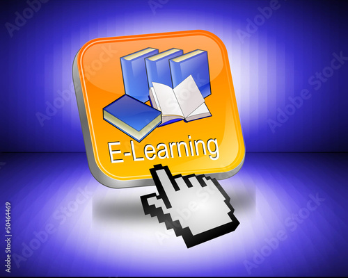 Illustration: E-Learning Button mit Cursor E-Learning Button mit Cursor