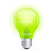 Vector green light bulb isolated on white